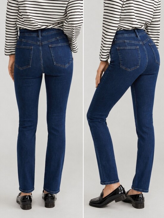 Universal Standard Denim - Universal Standard Women's Size 12 Dark Wash Perfect Straight Leg Denim Jeans